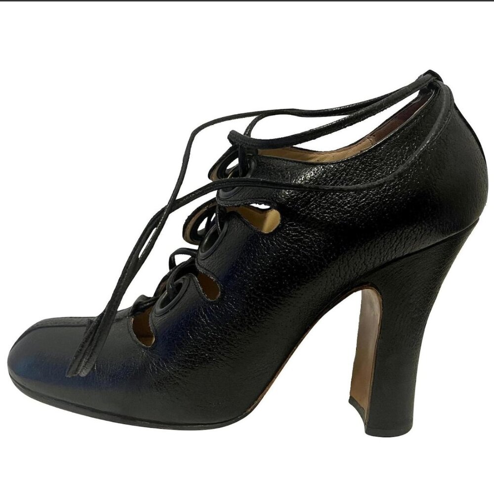 Gorgeous Black Leather Vivienne Westwood Ghillie Heels 38